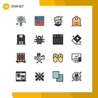 Pack of 16 Modern Flat Color Filled Lines Signs and Symbols for Web Print Media such as devices tag midi basic birthday Editable Creative Vector Design Elements