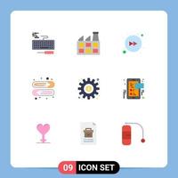 9 Creative Icons Modern Signs and Symbols of facebook preference forward gear pin Editable Vector Design Elements