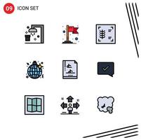 9 Creative Icons Modern Signs and Symbols of approve music ribs file document night Editable Vector Design Elements