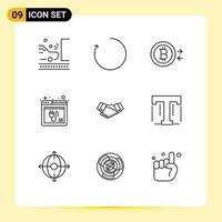 9 Universal Outline Signs Symbols of deal website bitcoin web internet Editable Vector Design Elements