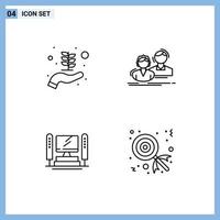 4 Creative Icons Modern Signs and Symbols of business startup computing student couple cpu Editable Vector Design Elements