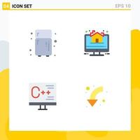 4 Flat Icon concept for Websites Mobile and Apps electronic develop house real estate programming Editable Vector Design Elements