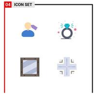 Universal Icon Symbols Group of 4 Modern Flat Icons of tag design work ring programing Editable Vector Design Elements