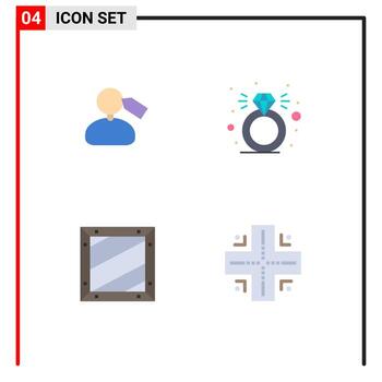 símbolos de iconos universales grupo de 4 iconos planos modernos de diseño de etiquetas anillo de trabajo programación elementos de diseño vectorial editables vector