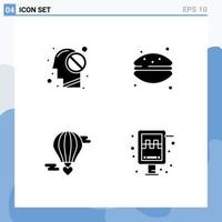 4 Creative Icons Modern Signs and Symbols of human flying baloon forbidden french macaroon love Editable Vector Design Elements