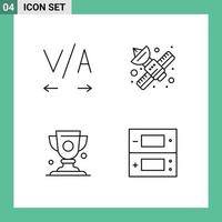 Pack of 4 Modern Filledline Flat Colors Signs and Symbols for Web Print Media such as kerning prize media telecommunication console Editable Vector Design Elements