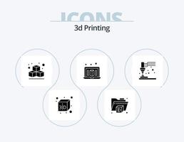 diseño de iconos del paquete de iconos de glifos de impresión 3d 5. . Impresión 3d. vector