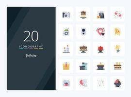 20 Birthday Flat Color icon for presentation vector