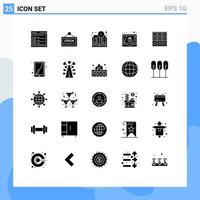 Set of 25 Modern UI Icons Symbols Signs for data files hotel lock encryption Editable Vector Design Elements