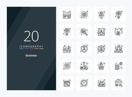 20 Business Outline icon for presentation vector