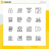 16 Creative Icons Modern Signs and Symbols of color bucket office printer math calculator Editable Vector Design Elements