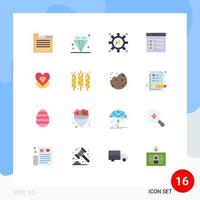 Set of 16 Modern UI Icons Symbols Signs for text web advertising page megaphone Editable Pack of Creative Vector Design Elements