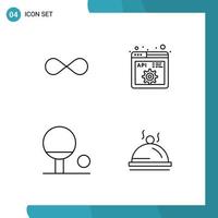 Mobile Interface Line Set of 4 Pictograms of infinite coin outline cryptocurrency code hotel Editable Vector Design Elements