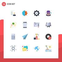 Universal Icon Symbols Group of 16 Modern Flat Colors of costume book gear setting education Editable Pack of Creative Vector Design Elements