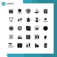 Modern Set of 25 Solid Glyphs and symbols such as computer day web designing calendar investment Editable Vector Design Elements