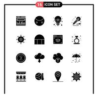 Universal Icon Symbols Group of 16 Modern Solid Glyphs of point night excellent idea studio microphone Editable Vector Design Elements