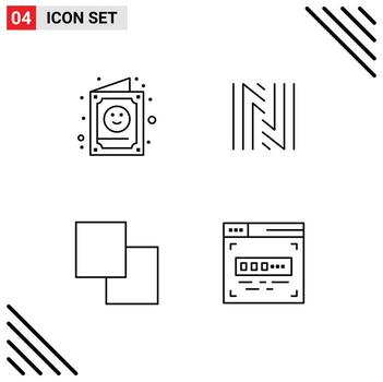 Editable Vector Line Pack of 4 Simple Filledline Flat Colors of card copy invitation coin swap Editable Vector Design Elements