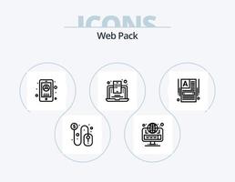 Web Pack Line Icon Pack 5 Icon Design. laptop. device. web lock. design. blogging vector