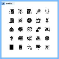 Group of 25 Modern Solid Glyphs Set for sport ball person file tool Editable Vector Design Elements