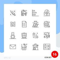 Pack of 16 creative Outlines of travel hotel graphic cutlery summer Editable Vector Design Elements