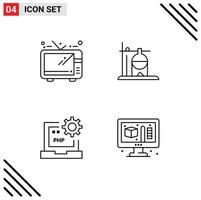 4 User Interface Line Pack of modern Signs and Symbols of entertainment develop healthcare transfusion laptop Editable Vector Design Elements