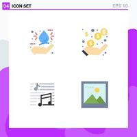Set of 4 Modern UI Icons Symbols Signs for bio musical hand revenue song Editable Vector Design Elements