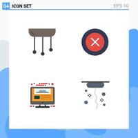 Modern Set of 4 Flat Icons Pictograph of chandelier monitor interior ui website Editable Vector Design Elements