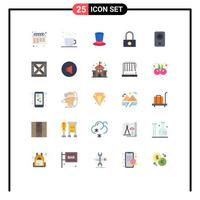 Group of 25 Modern Flat Colors Set for gadget computers day security lock Editable Vector Design Elements