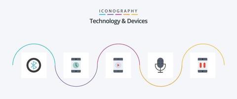 Devices Flat 5 Icon Pack Including record. microphone. phone. electronics. play vector
