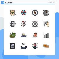 Set of 16 Modern UI Icons Symbols Signs for phone listing charge list check Editable Creative Vector Design Elements