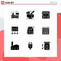 Set of 9 Modern UI Icons Symbols Signs for efforts business wellness arrow theater Editable Vector Design Elements