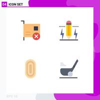 Pictogram Set of 4 Simple Flat Icons of card light hardware drawing buildings Editable Vector Design Elements