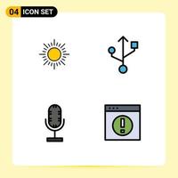 Pictogram Set of 4 Simple Filledline Flat Colors of sun business connection broadcast human Editable Vector Design Elements