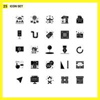 Modern Set of 25 Solid Glyphs and symbols such as mail cooking internet cook appliances Editable Vector Design Elements