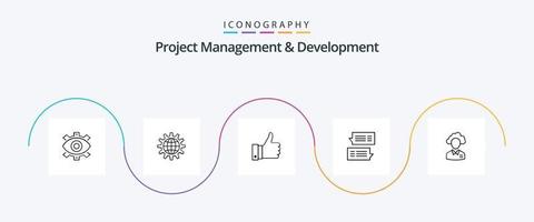 Project Management And Development Line 5 Icon Pack Including like. remarks. business. appriciate. work vector