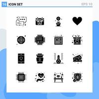 Pack of 16 creative Solid Glyphs of dollar business plant twitter love Editable Vector Design Elements