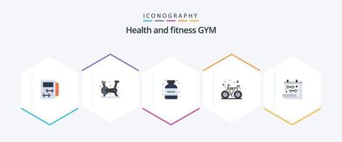 Gym 25 Flat icon pack including gym. calendar. gym. gym. bike vector