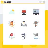 Modern Set of 9 Flat Colors Pictograph of cap reward buy medal list Editable Vector Design Elements