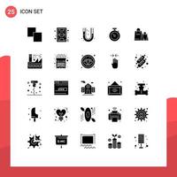 paquete de iconos de vector de stock de 25 signos y símbolos de línea para elementos de diseño de vector editables de temporizador de reloj mecánico de tiempo de bolso