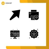 4 Solid Glyph concept for Websites Mobile and Apps arrow gadget computers hardware badge Editable Vector Design Elements