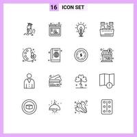 Pictogram Set of 16 Simple Outlines of wellness soak seo beauty energy Editable Vector Design Elements