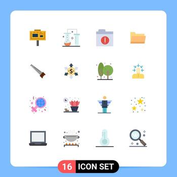 16 Universal Flat Colors Set for Web and Mobile Applications saw data science of matter open folder Editable Pack of Creative Vector Design Elements