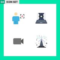 Mobile Interface Flat Icon Set of 4 Pictograms of avatar technology image computer sciences image Editable Vector Design Elements