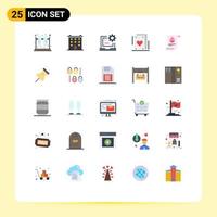 Pack of 25 Modern Flat Colors Signs and Symbols for Web Print Media such as party cards home laptop develop Editable Vector Design Elements