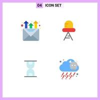 4 User Interface Flat Icon Pack of modern Signs and Symbols of mail gas diode glass pollution Editable Vector Design Elements