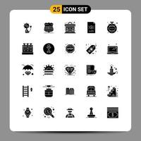 grupo de símbolos de iconos universales de 25 glifos sólidos modernos de elementos de diseño de vectores editables de parte de documento de seguridad de economía financiera