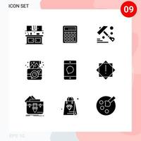 9 Creative Icons Modern Signs and Symbols of photograph party financial camera tool Editable Vector Design Elements