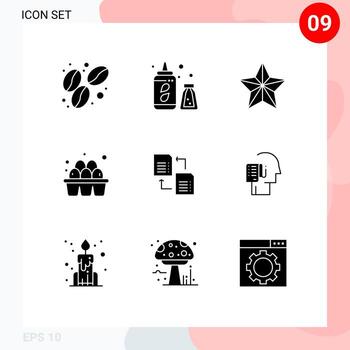 9 concepto de glifo sólido para sitios web móviles y aplicaciones scince archivo datos de vacaciones alimentos elementos de diseño vectorial editables vector