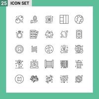 Universal Icon Symbols Group of 25 Modern Lines of present nature heart rose globe wireframe Editable Vector Design Elements