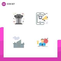 Group of 4 Modern Flat Icons Set for greek online column mobile industry Editable Vector Design Elements